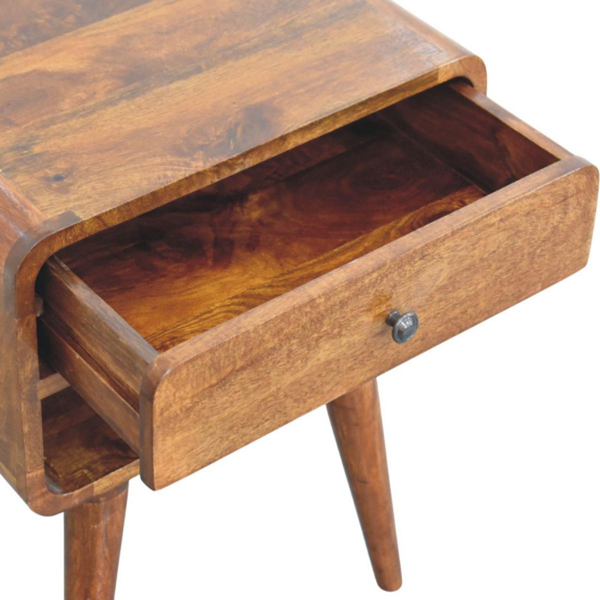 NACHTKASTEN Avora Kastanie, 1 Schublade und Offenes Fach, Dunkelbraun - Dunkelbraun/Messingfarben, Holz/Metall (45/56/35cm) - Artisan Furniture