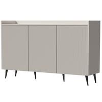 KOMMODE Amfali mit 3 Türen, geriffelte Fronten, Push-to-open, Metallbeine, 150 cm, Kaschmir - Kaschmir/Schwarz, Holzwerkstoff/Metall (150/92/41cm) - Beautysofa