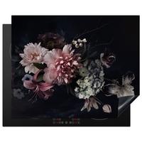 HERDABDECKPLATTE Blumen - Vintage - Pastell - Rosa - Weiß Herdabdeckung Induktionsfeld 65x52 cm - Altrosa, Kunststoff (65/52/0.2cm) - MuchoWow