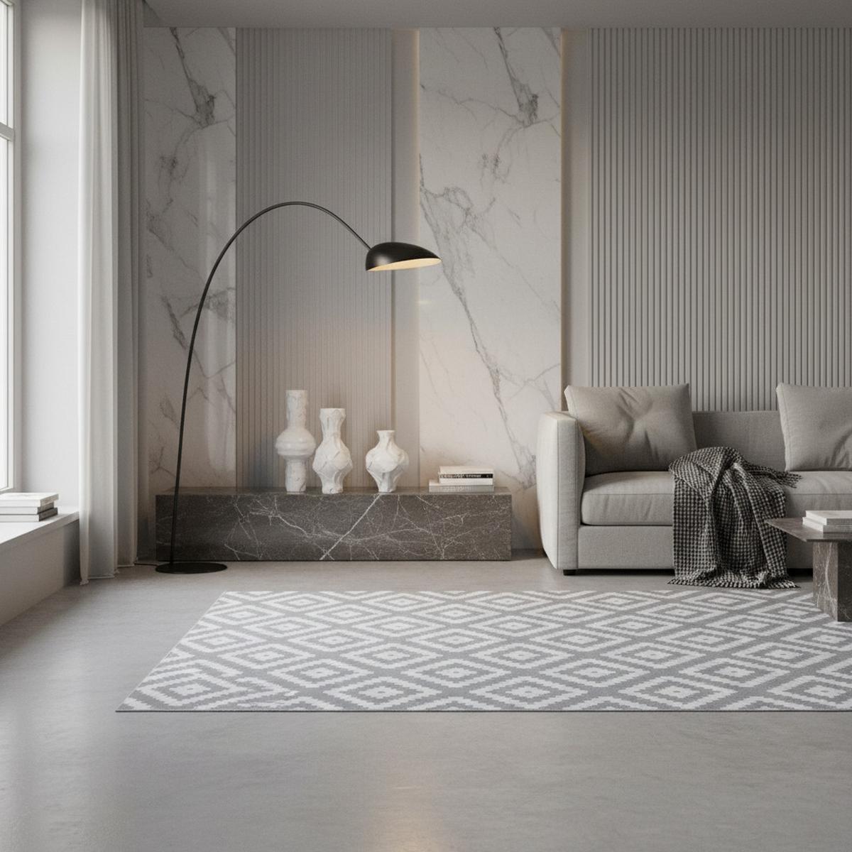 TEPPICH Kurzflor INN in Grau, geometrisch, 120 x 170 cm - Grau, Textil (170/120cm) - KADIMA DESIGN