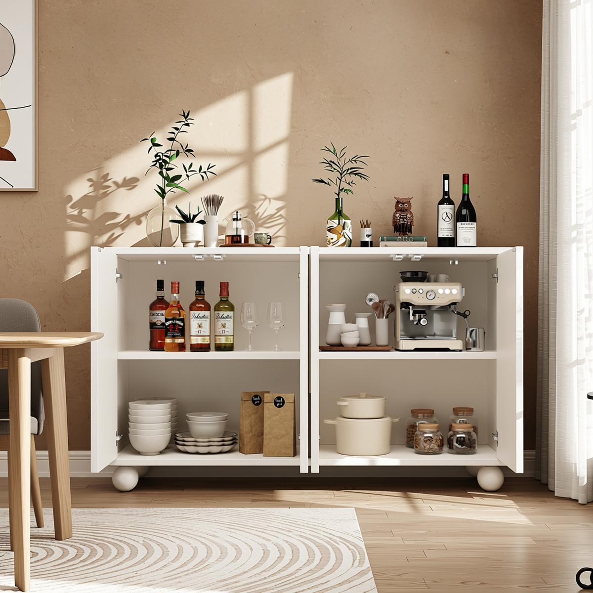 SIDEBOARD 120 cm Weiß mit 2 Türen & verstellbarem Regal im modernen Design - Weiß, Holzwerkstoff (120/71/35cm) - Urban Meuble