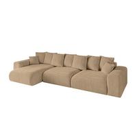 ECKSOFA Ottomane links ESKAR-L2 364x176x72 Beige Velours - Beige/Schwarz, Holzwerkstoff/Kunststoff (364/176cm) - ALTDECOR