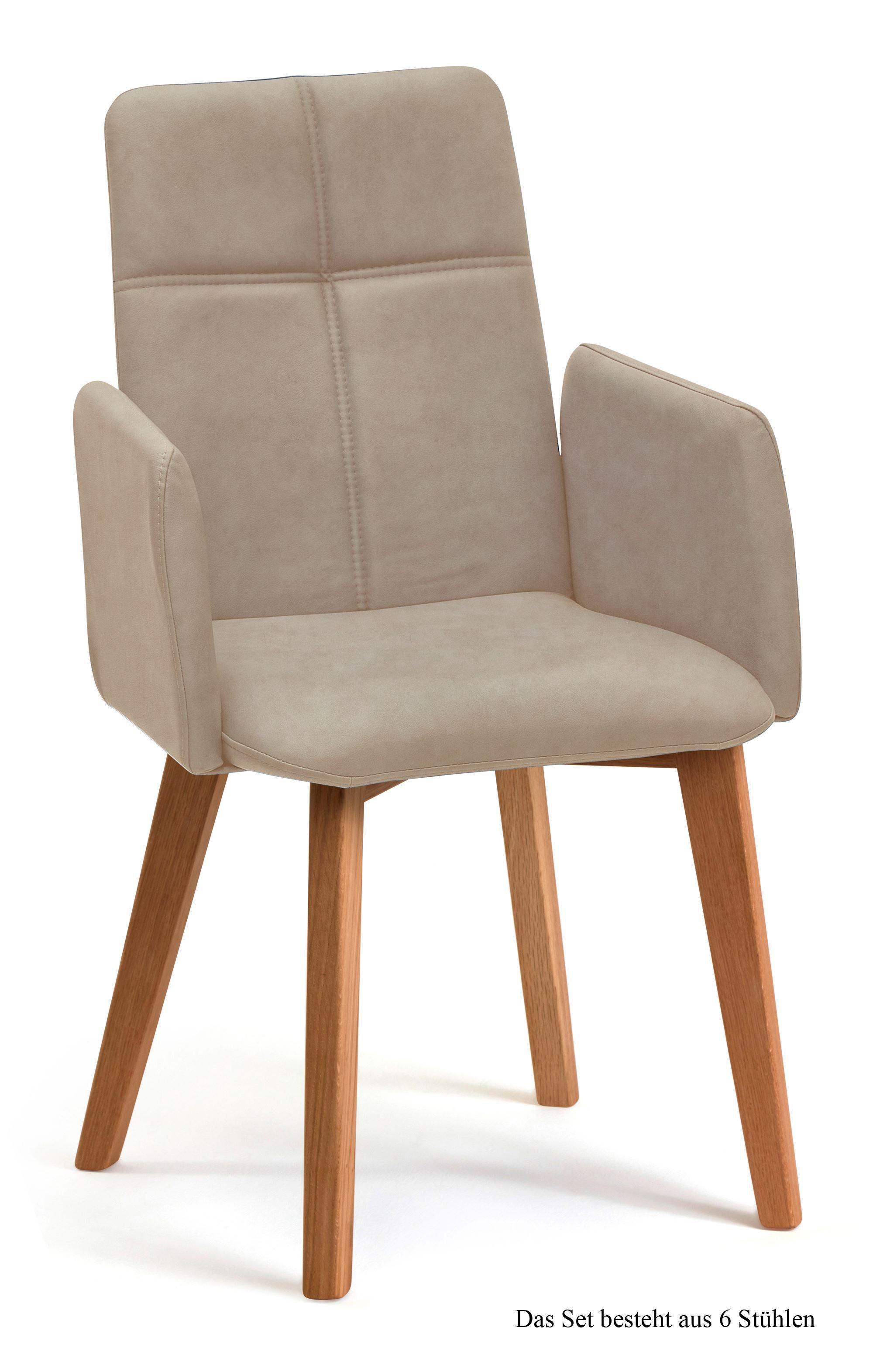 ARMLEHNSTUHL (6er-Set) Dardana 52x92x60 Eiche geölt/Natur - Eichefarben/Naturfarben, Kunststoff (60/92/52cm) - 58aufmkessel