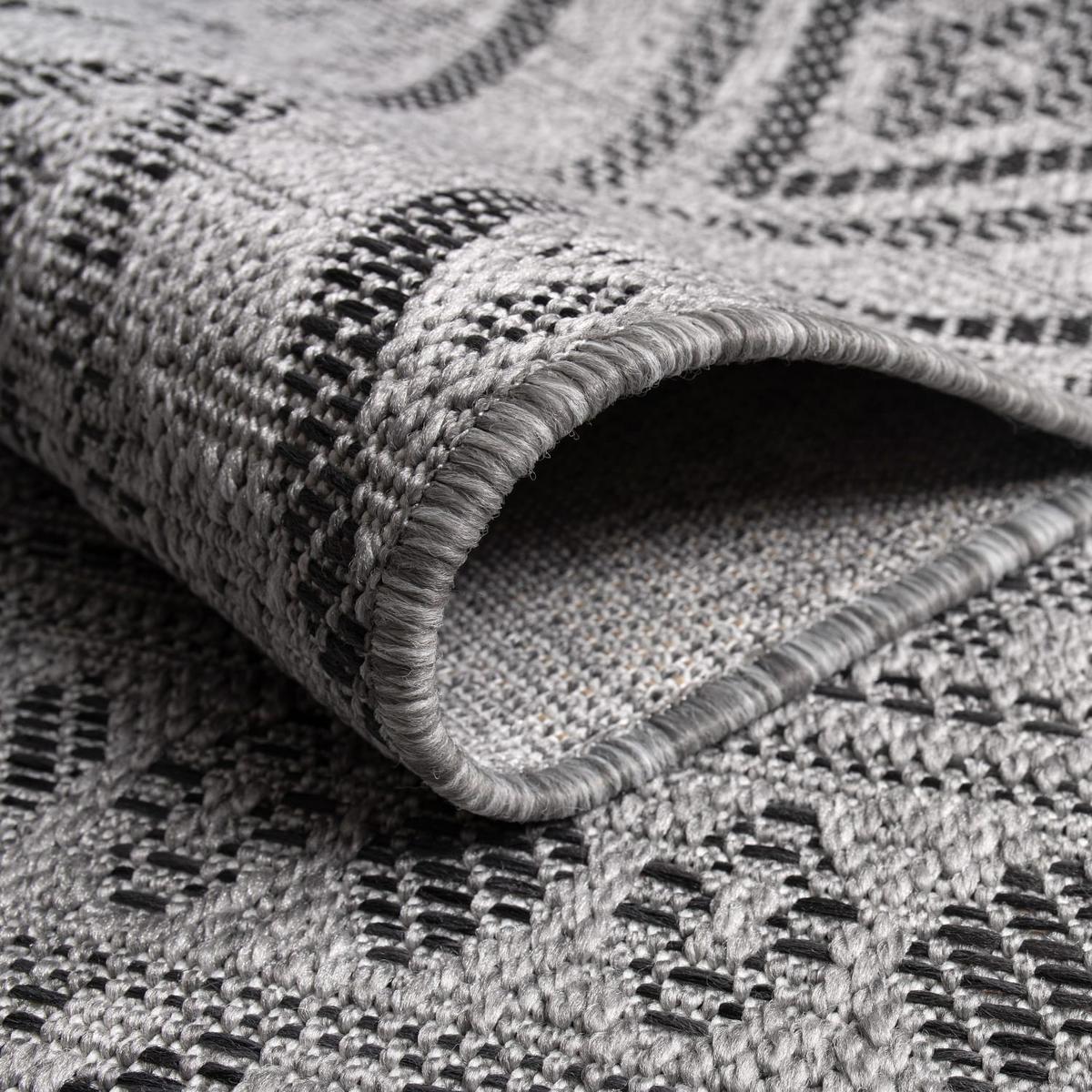 FLACHWEBTEPPICH, mit Rautenmuster, aus Polypropylen, Anthrazit, Ø 80 cm - Anthrazit, Textil (80/80cm) - KADIMA DESIGN