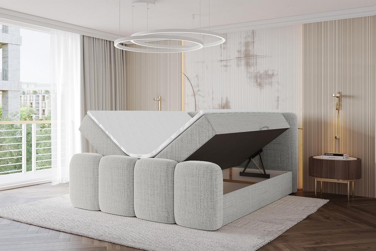 BOXBETT mit Matratze H4 - NINA-Z - 180x200 cm - Hellgrau - Hellgrau, Holzwerkstoff (180/200cm) - ALTDECOR