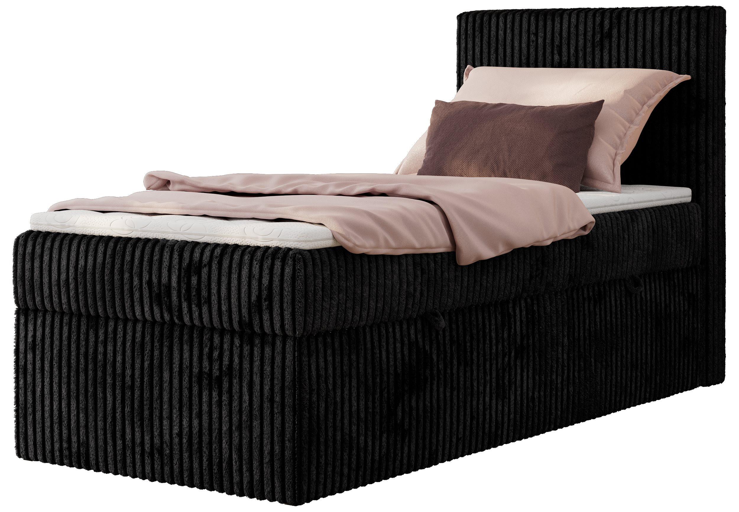 BOXBETT TILIANO 90/200 - Schwarz Cord - H4 - Rechts - Schwarz, Textil (90/200cm) - MKS