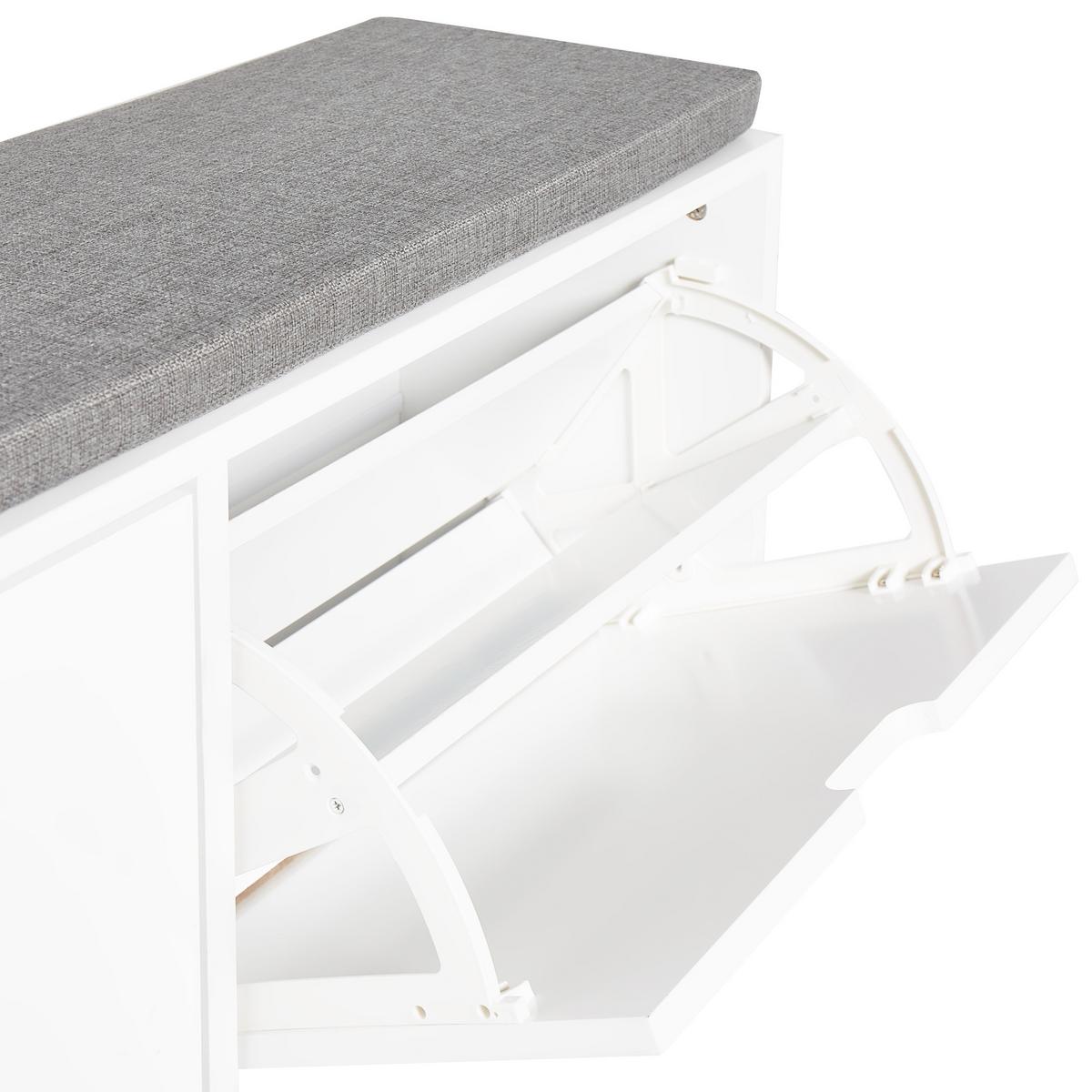 SCHUHBANK mit Stauraum Weiß Mineral - Dunkelgrau/Weiß, Holz/Holzwerkstoff (98/52/25cm) - Beliani