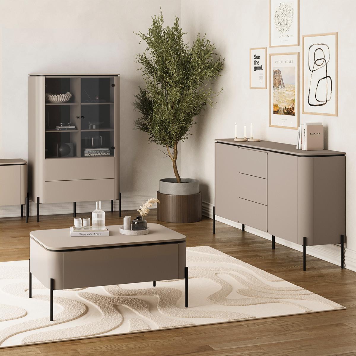 GESCHIRRSCHRANK Taupe - Taupe, Holzwerkstoff (98/160/39.5cm) - Petits-meubles