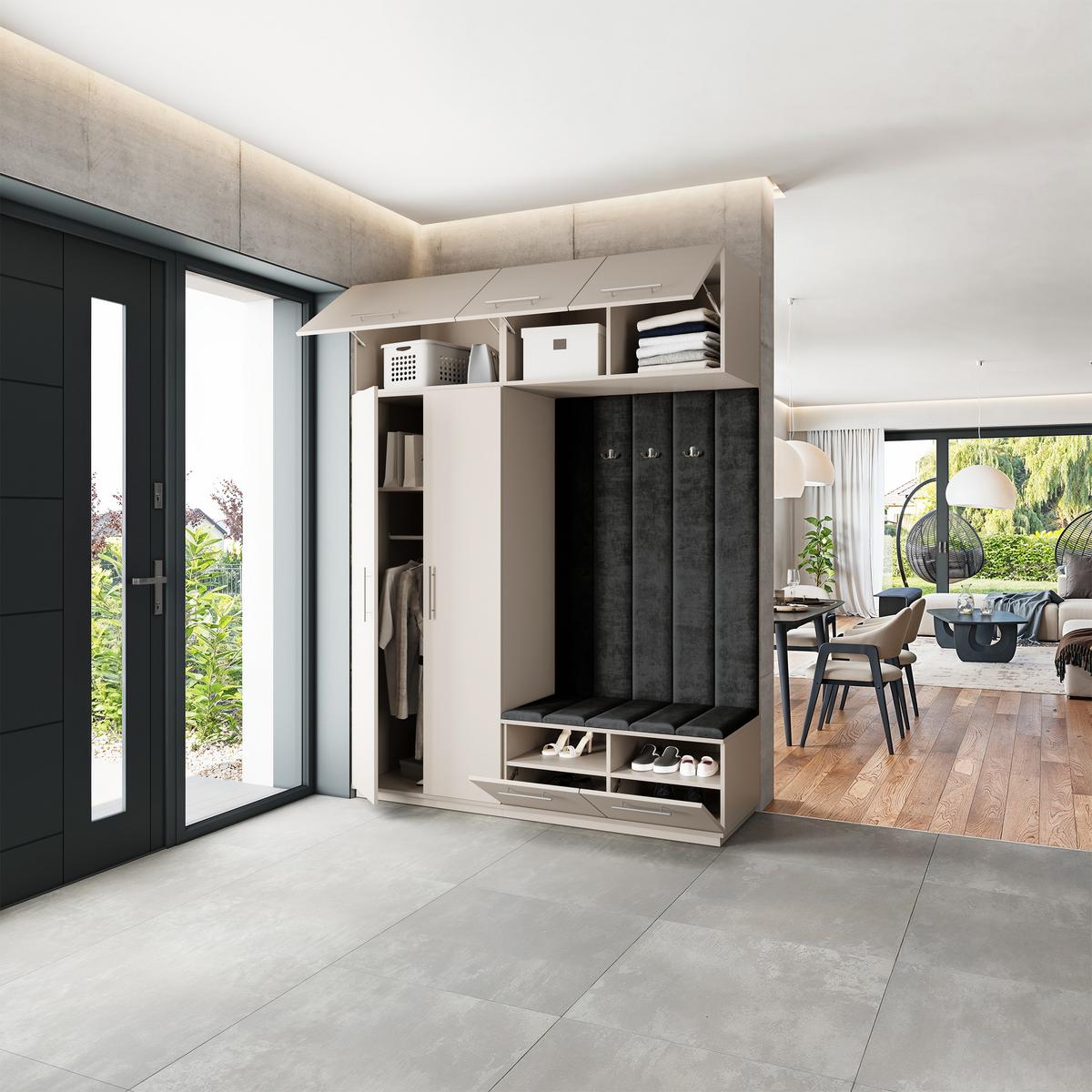 GARDEROBENSCHRANK REMA 180/240/60 cm Modern Kaschmir - Kaschmir/Schwarz, Holzwerkstoff (180/240/60cm) - MASSENO
