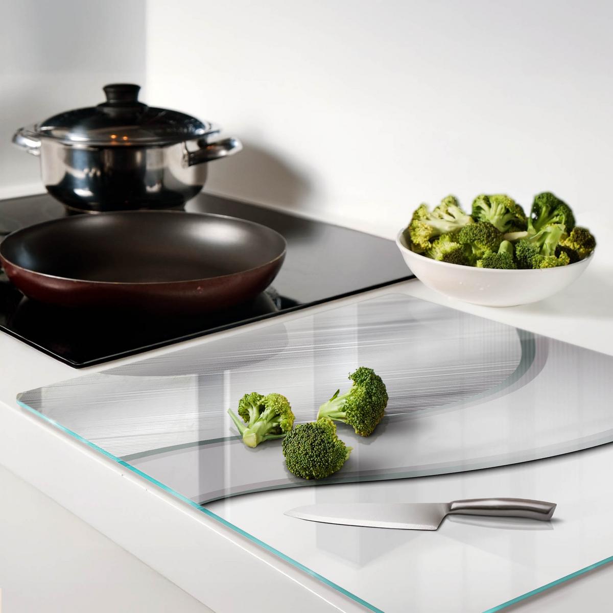 GLASPLATTE 60x52 cm Textur - Silberfarben, Glas (60/0.4/52cm) - TULUP