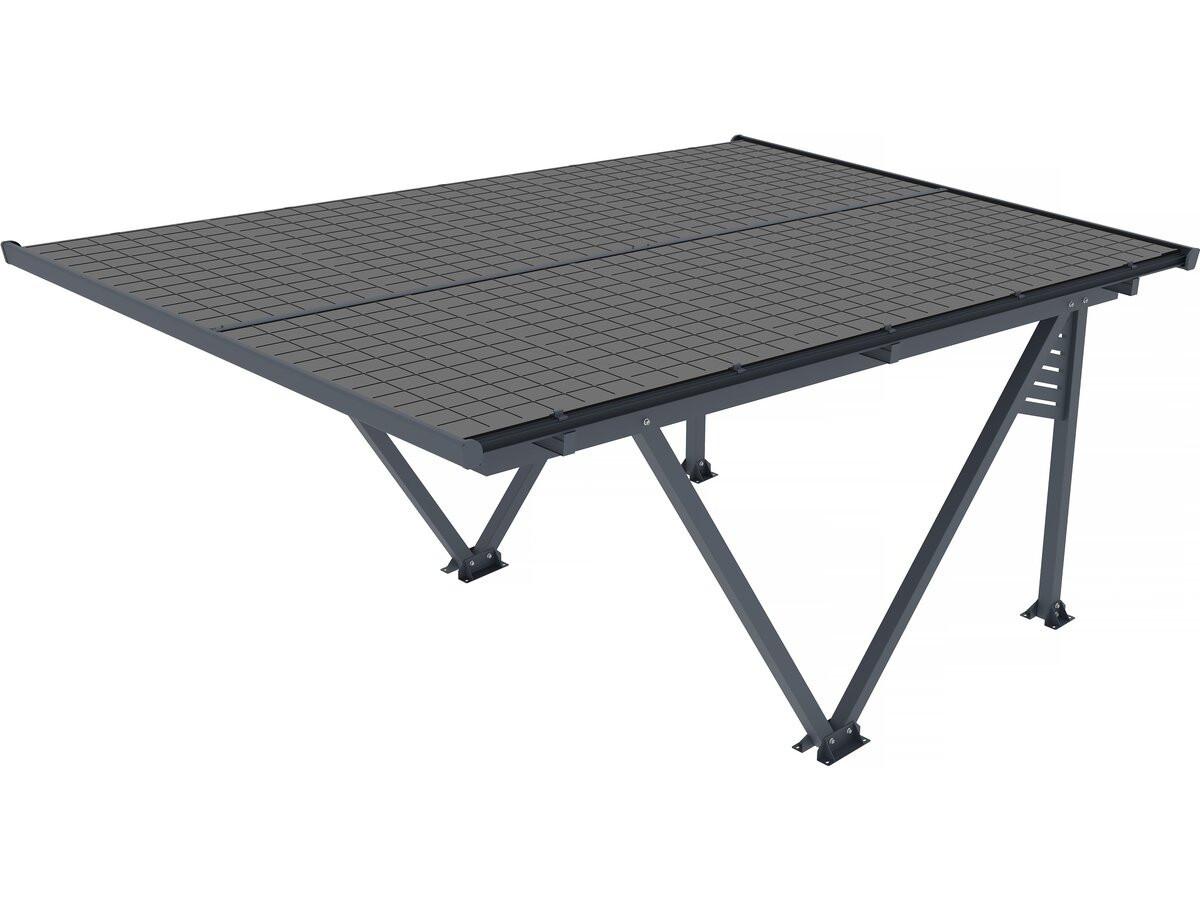 CARPORT AUTO ombrière carport solaire avec panneaux photovoltaïques - 366 x 575 x 366 cm - gris - 4,1 kw Grau - Grau, Holz (575/3/366cm) - Habitat Garten