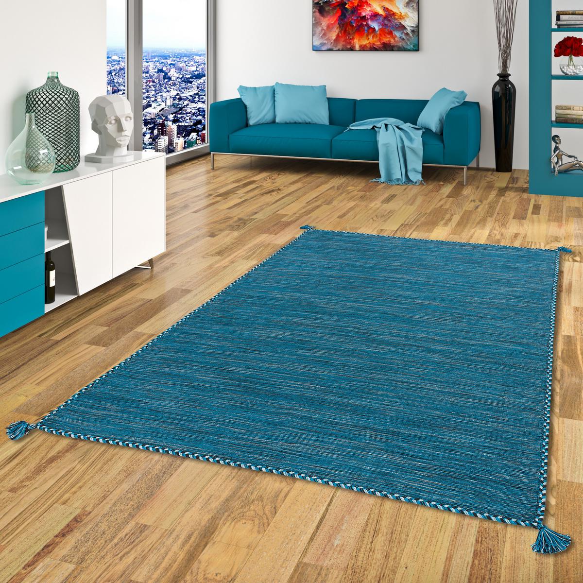 NATUR TEPPICH KELIM PRICO - Petrol, Textil (200/300cm) - Pergamon