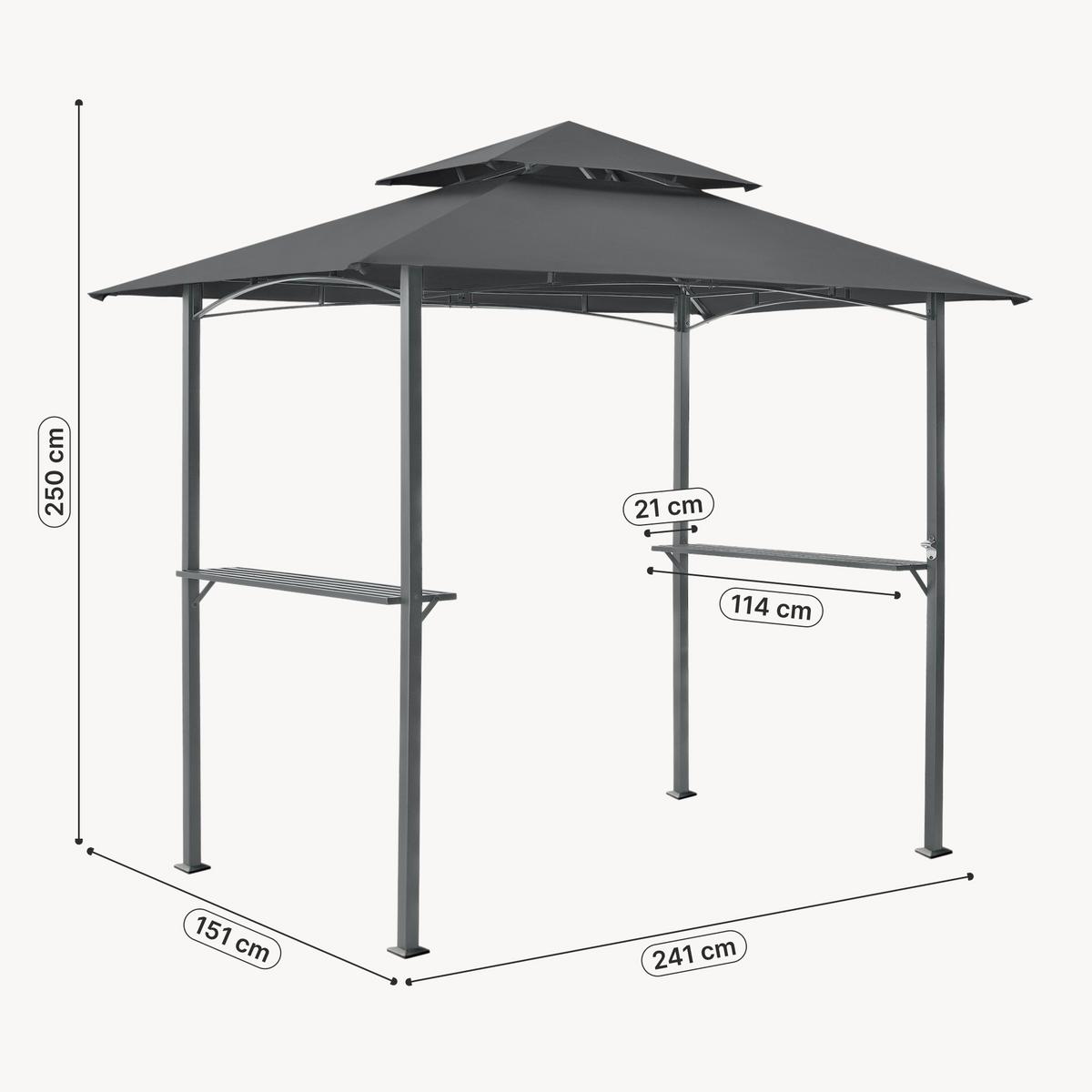 PAVILLON Parga - Dunkelgrau, Kunststoff/Metall (241/250/151cm) - [en.casa]