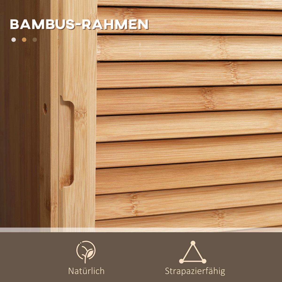 HOCHSCHRANK aus Bambus, 32 x 30 x 163 cm Naturholz - Naturfarben, Naturmaterialien (30/163/32cm) - Kleankin