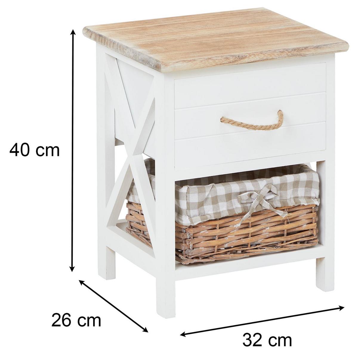 NACHTTISCH PERUGIA weiß - Weiß, Holz (32/40/26cm) - IDIMEX