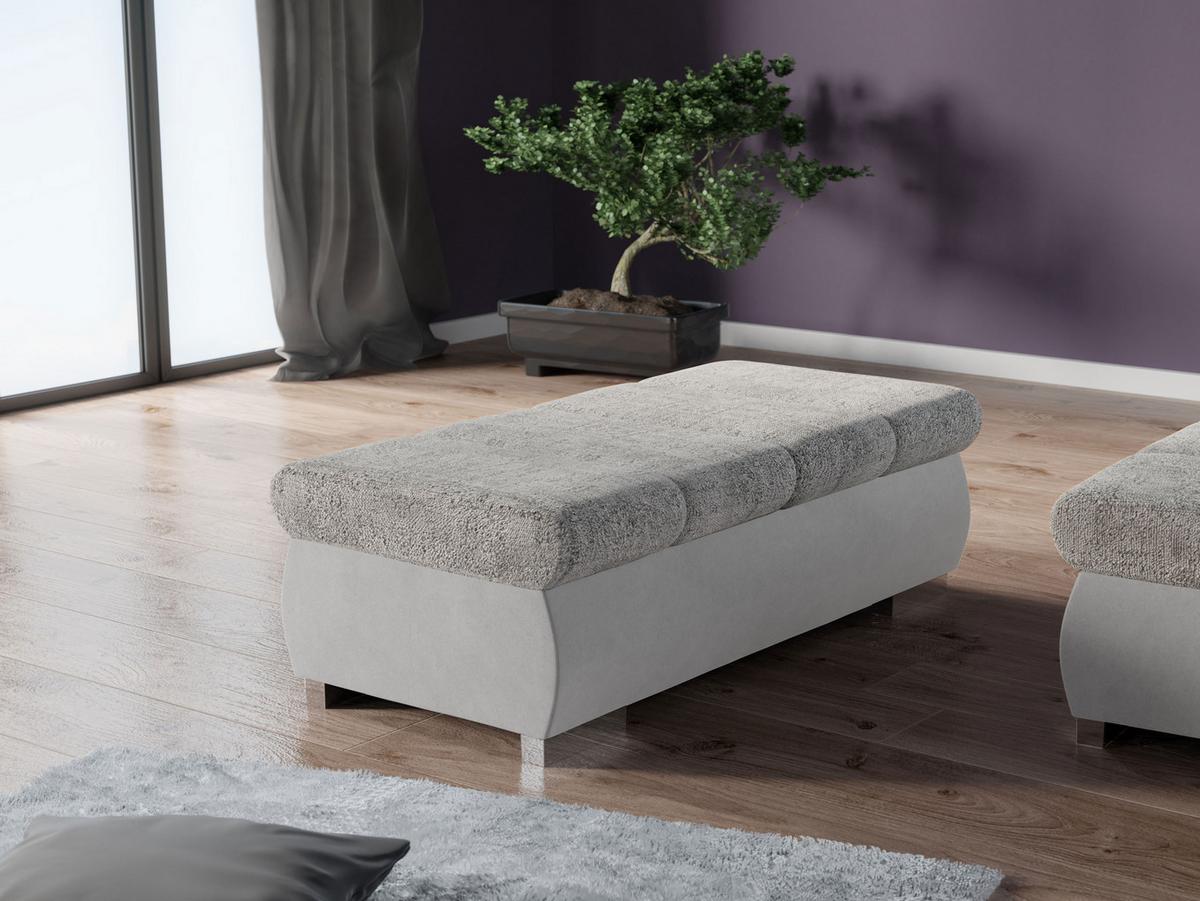 POLSTERHOCKER Bangkok Groß - Silberfarben/Hellgrau, Holz/Kunststoff (120/39/60cm) - MIRJAN24