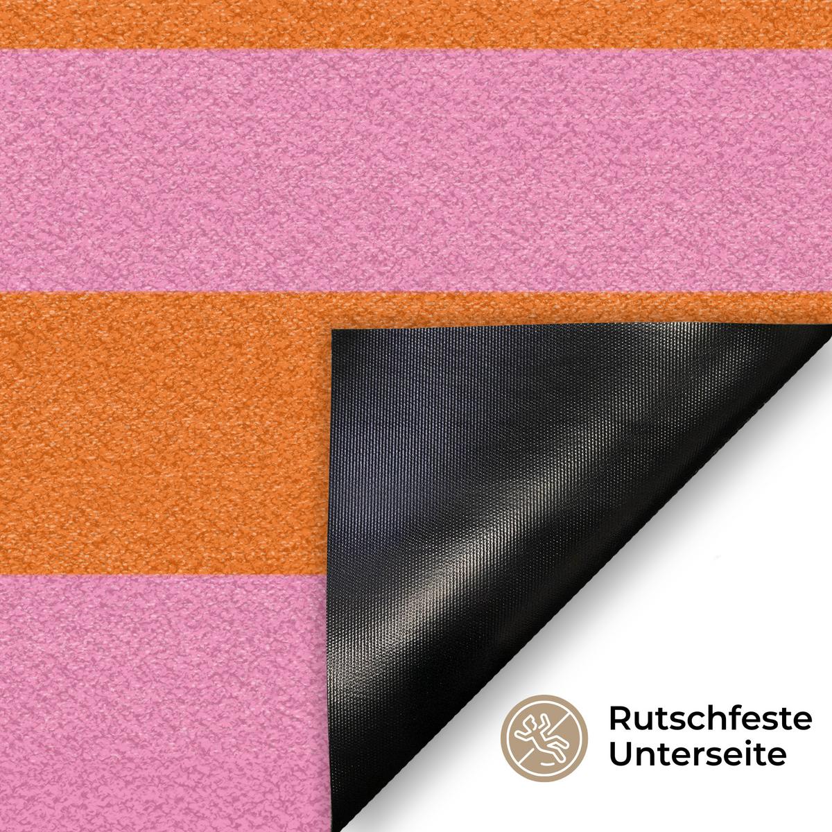 FUSSMATTE Ciao - Zitat - Streifen Sauberlaufmatte 90x60 cm - Orange, Kunststoff (90/0.4cm) - MuchoWow