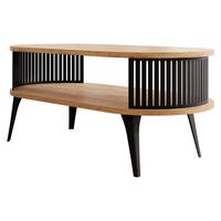 COUCHTISCH Roenni Oval - Eichefarben/Schwarz, Holzwerkstoff/Metall (100/50/44cm) - MIRJAN24