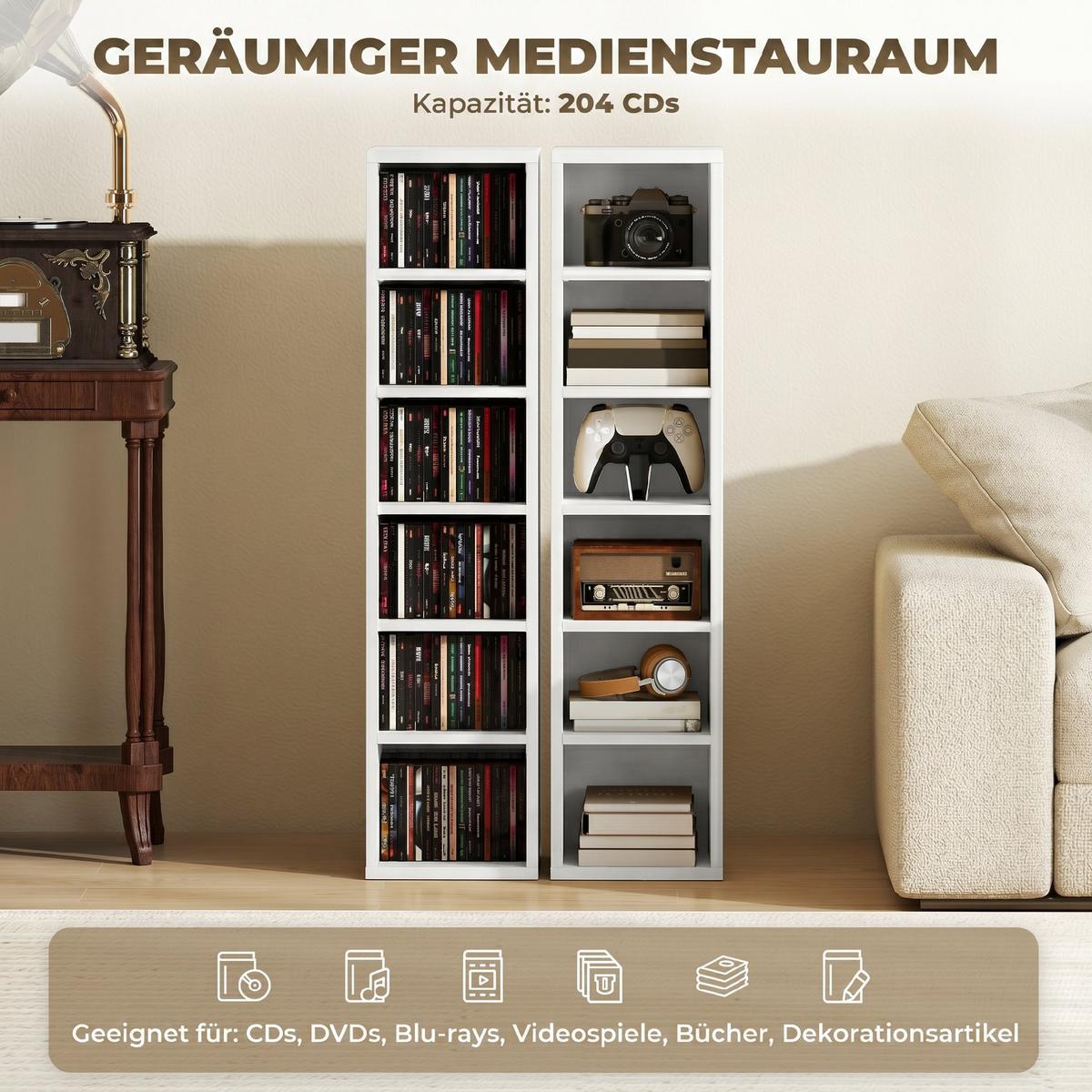CD-REGAL Spanplatte Weiß - Weiß, Holzwerkstoff (21/88.5/22.5cm) - HOMCOM