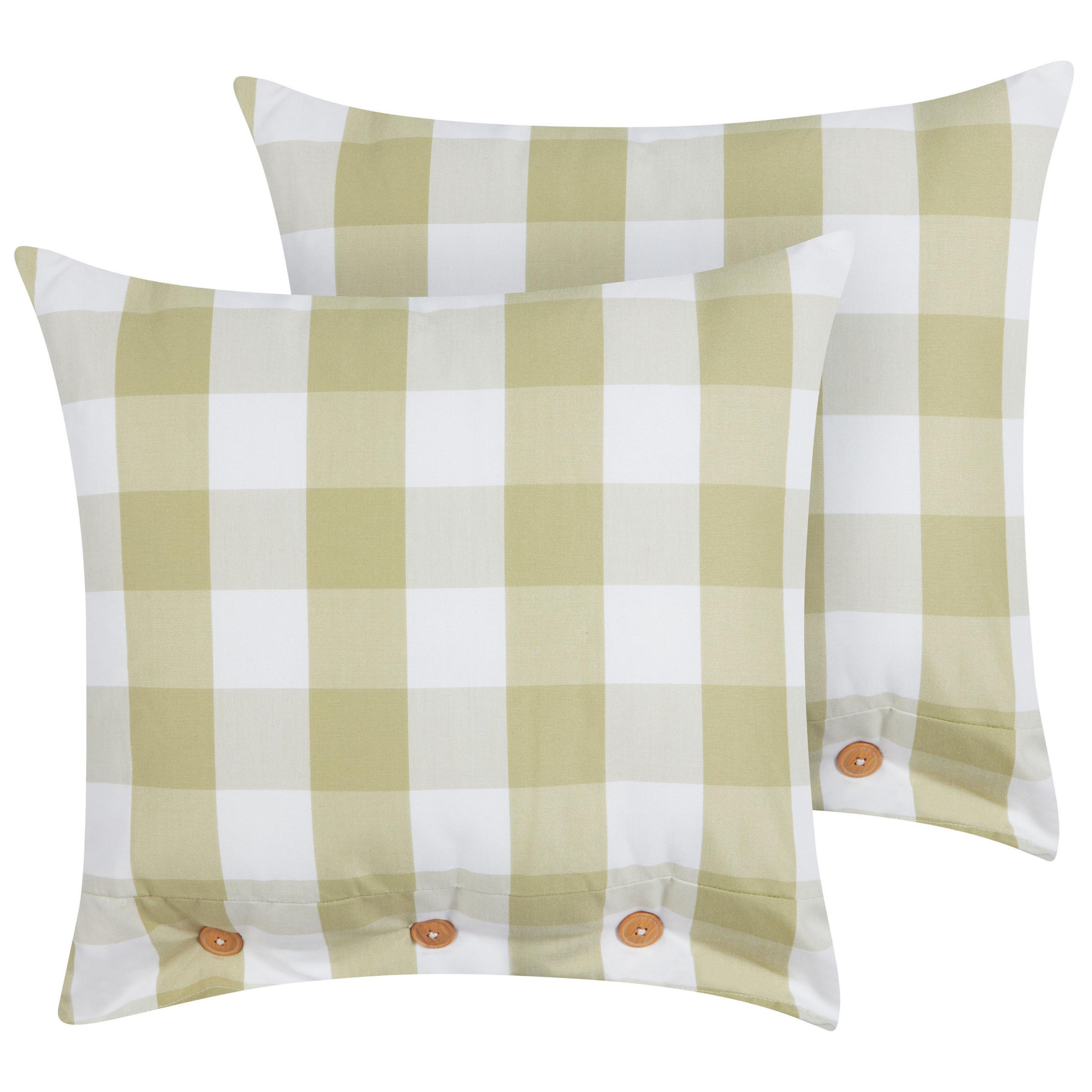 DEKOKISSEN 2er-Set Hellgrün 45/45 cm Tamnine - Hellgrün/Weiß, Textil (45/45cm) - Beliani