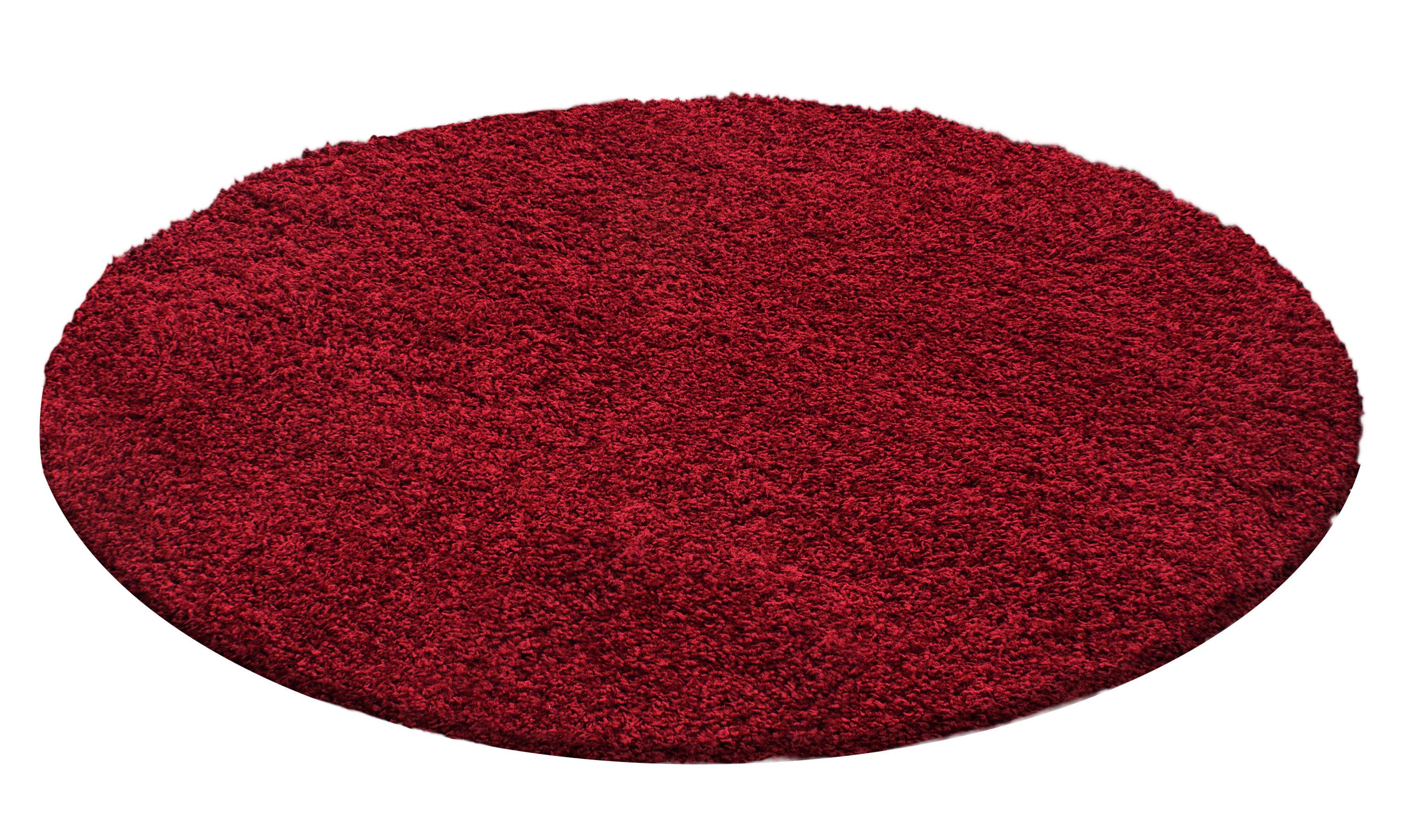 HOCHFLORTEPPICH RHEIN, einfarbig, aus Polypropylen, Rot, Ø 160 cm - Rot, Textil (160/160cm) - KADIMA DESIGN
