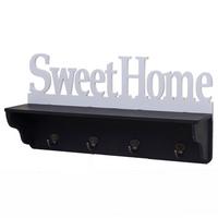 WANDGARDEROBE SWEET HOME 4 HAKEN Schwarz, Reinweiß - Schwarz/Weiß, Holz (60/30/13cm) - MCW