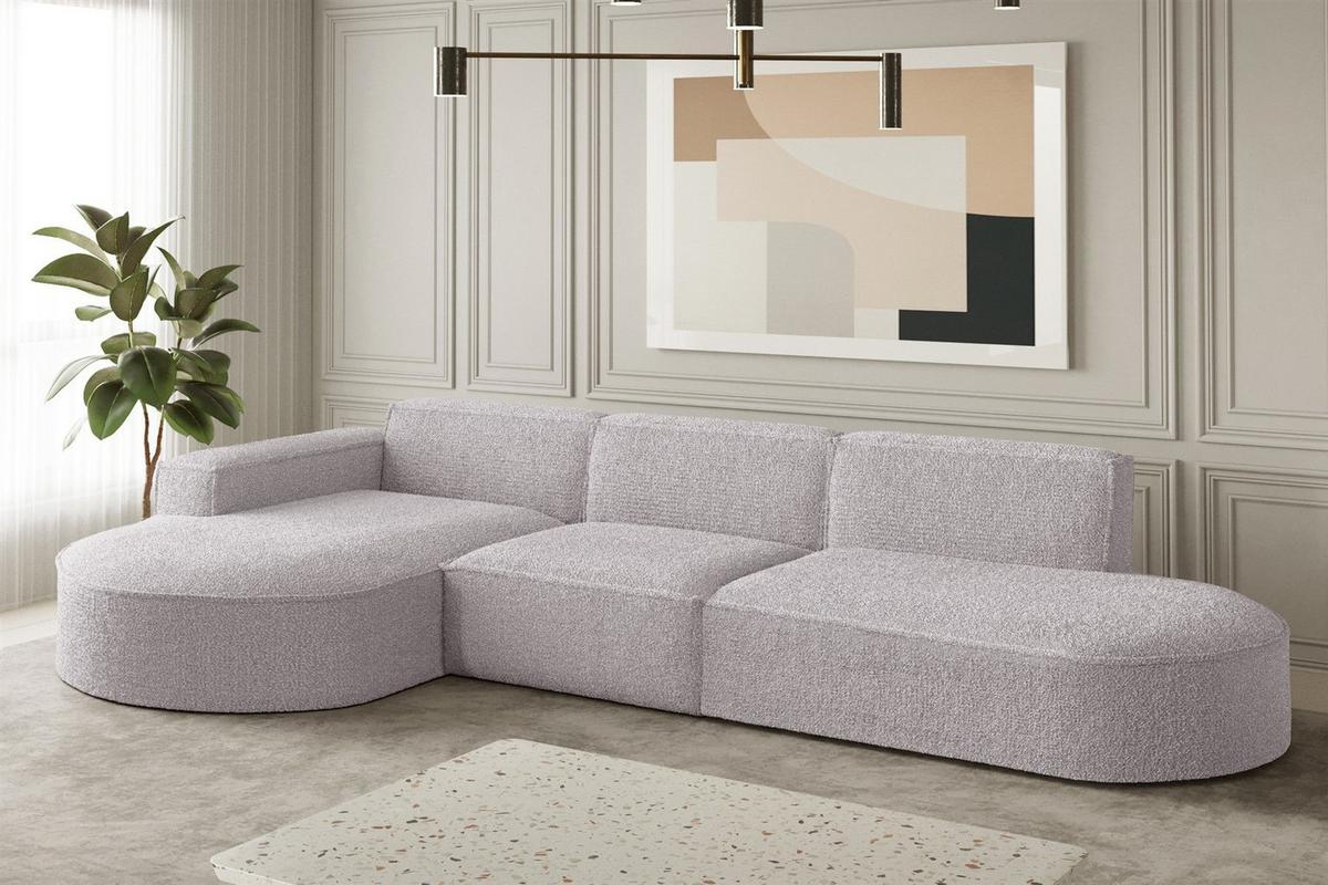 ECKSOFA Ottomane Palma Ascot Bukla - Rosa, Holzwerkstoff/Textil (296/165cm) - Fun Möbel