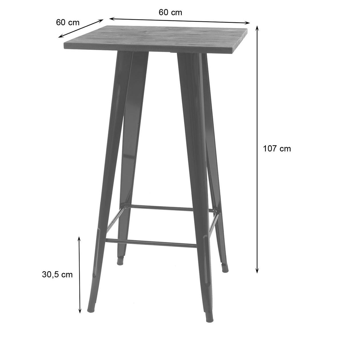 STEHTISCH-SET METALL rechteck Schwarz 3er-Set - Schwarz, Holz (60/60/117cm) - MCW