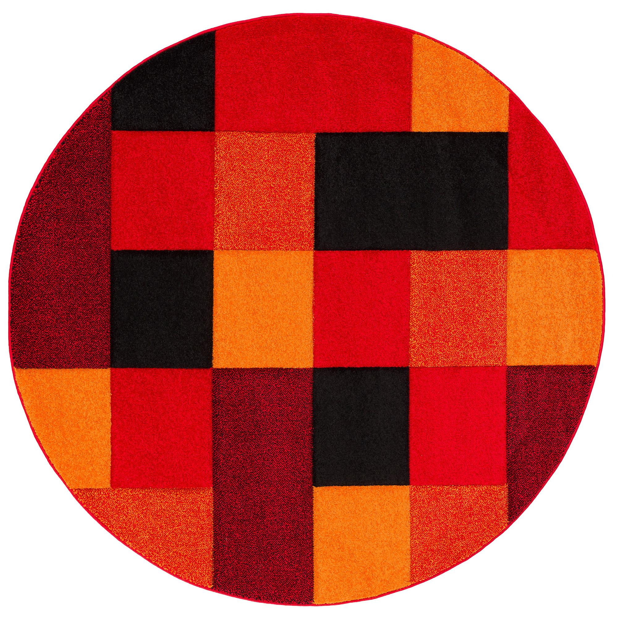 DESIGNER TEPPICH BRILLIANT KARO RUND - Rot/Orange, Textil (160/160cm) - Pergamon