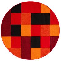 DESIGNER TEPPICH BRILLIANT KARO RUND - Rot/Orange, Textil (120/120cm) - Pergamon