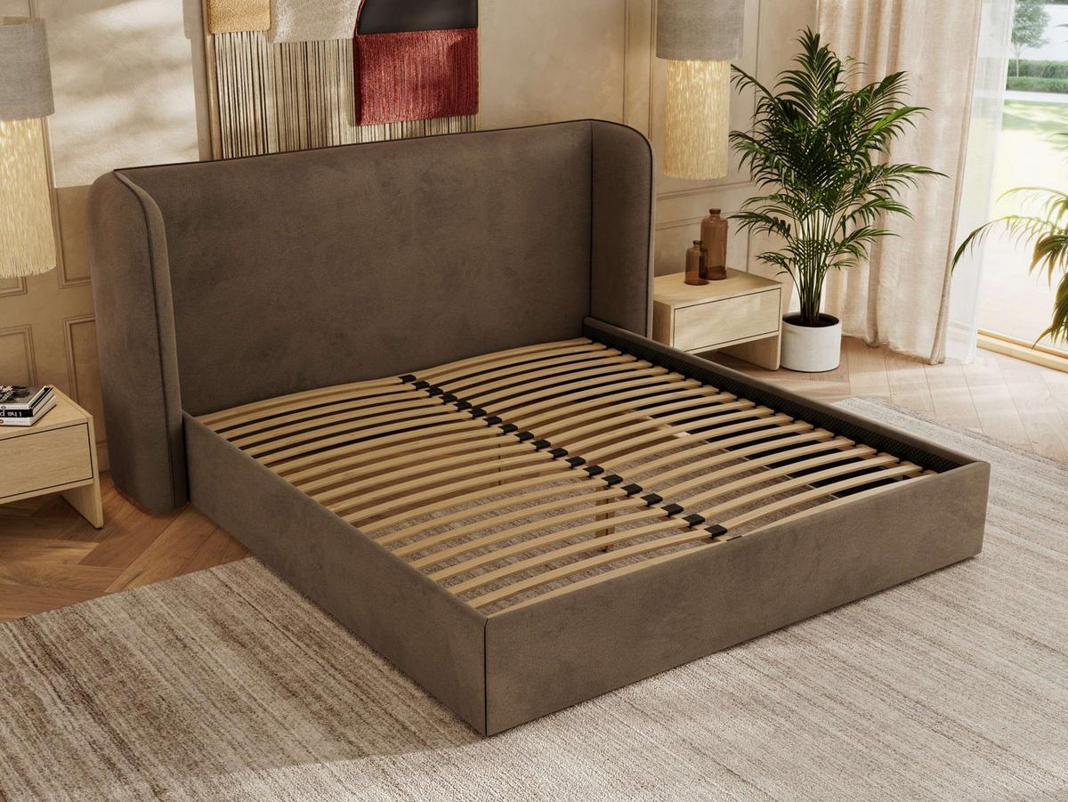 POLSTERBETT EMORA CLASSIC 180/200 - Braun Velvet - Multipocket-Matratze - Braun, Textil (180/200cm) - MKS