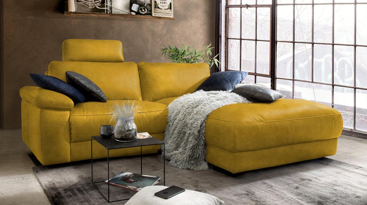 ECKSOFA MOTORISCHER RELAXFUNKTION LOLA Gold Webstoff Relaxfunktion - Goldfarben/Schwarz, Textil (233/178cm) - KAWOLA