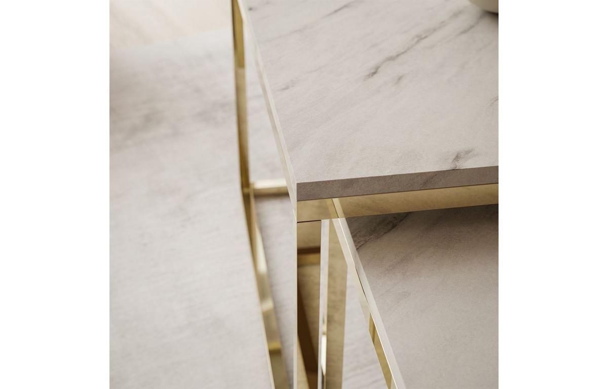 COUCHTISCH YOSHI 2in1 70/70/42 cm Gold chrom / Marmor Levanto - Multicolor, Holzwerkstoff/Metall (70/70/42cm) - Lookway