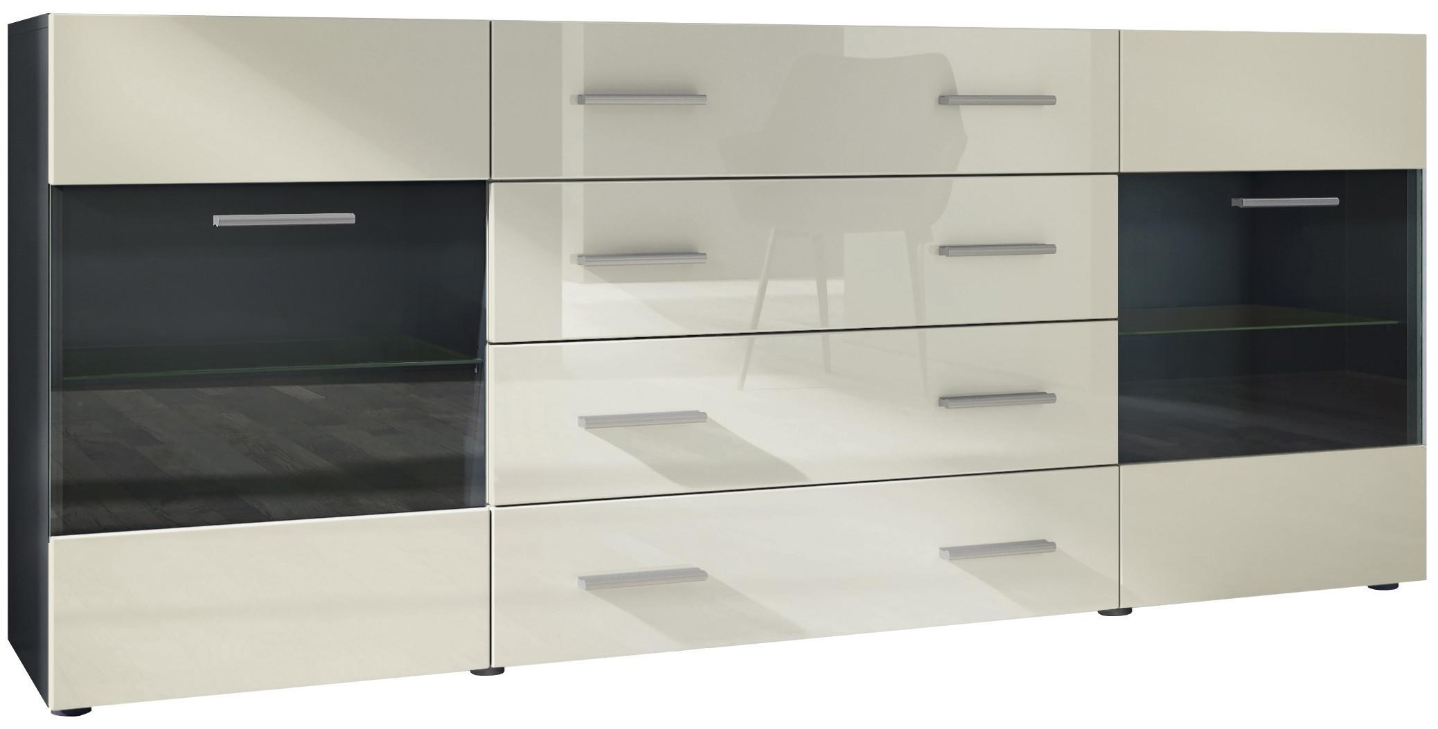 SIDEBOARD Carlos Creme Hochglanz - Creme, Holzwerkstoff (166/72/35cm) - Vladon