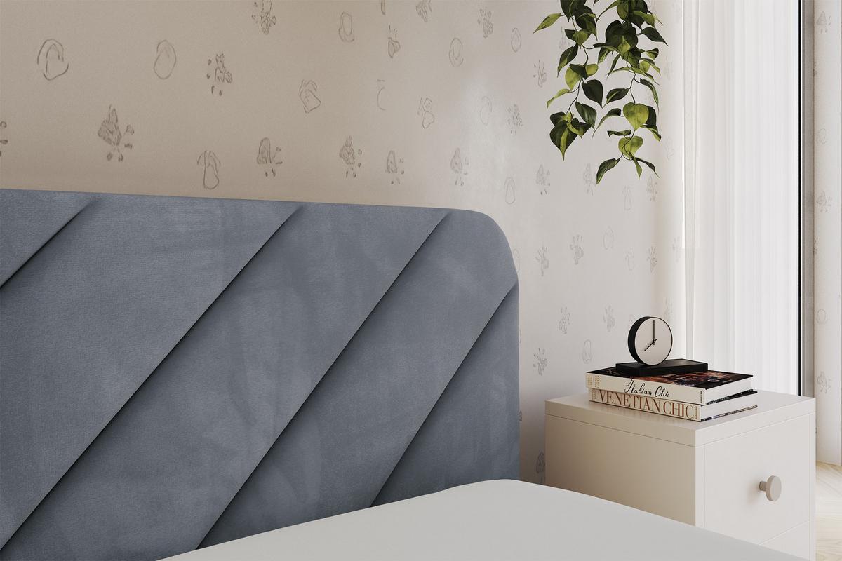 EINZELLBETT Jugendbett mit Bettkasten, Links - FIKY 100x200 Grau - Grau, Holzwerkstoff/Textil (100/200cm) - ALTDECOR