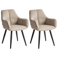 ESSZIMMERSTUHL 2er Set Kunstleinen Beige Tirano - Beige, Textil/Metall (56/83/64cm) - Beliani
