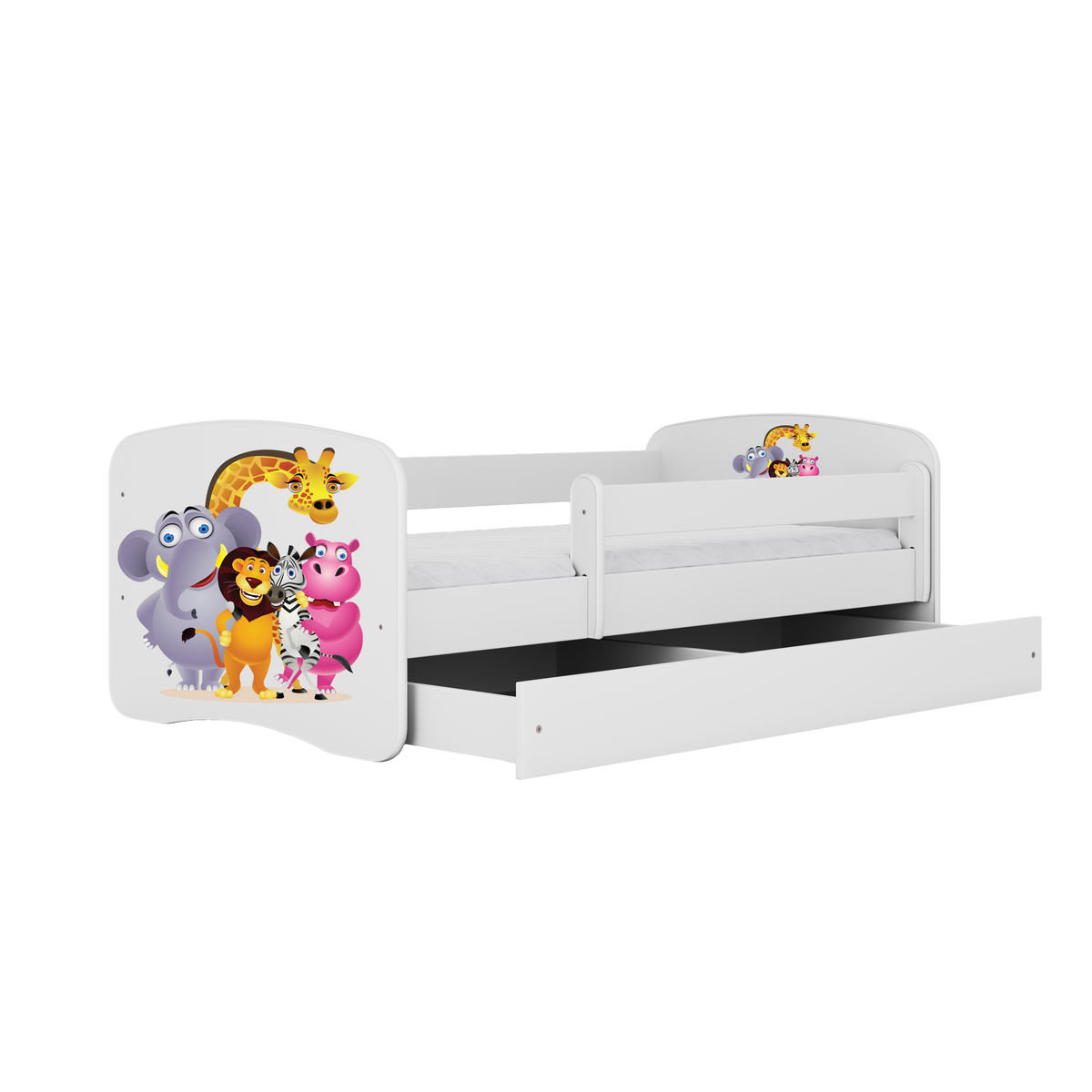 KINDERBETT ZOO mit Schublade und Matratze 160/80 - Weiß, Holzwerkstoff (80/160cm) - RAUMHIRSCH FURNITURE
