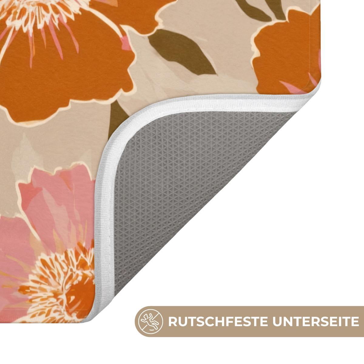 BADEMATTE Blumen - Motiv - Retro 60x90 cm - Multicolor, Textil (60/90cm) - OnlyWow