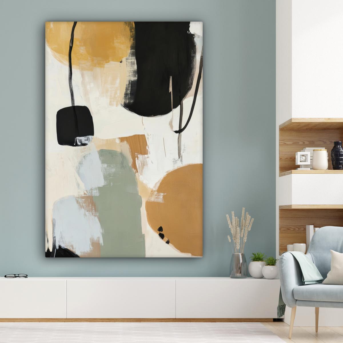 LEINWANDBILD Farbe - Abstrakt - Farben Deko Groß 90x140 cm - Currygelb, Textil (90/140cm) - MuchoWow