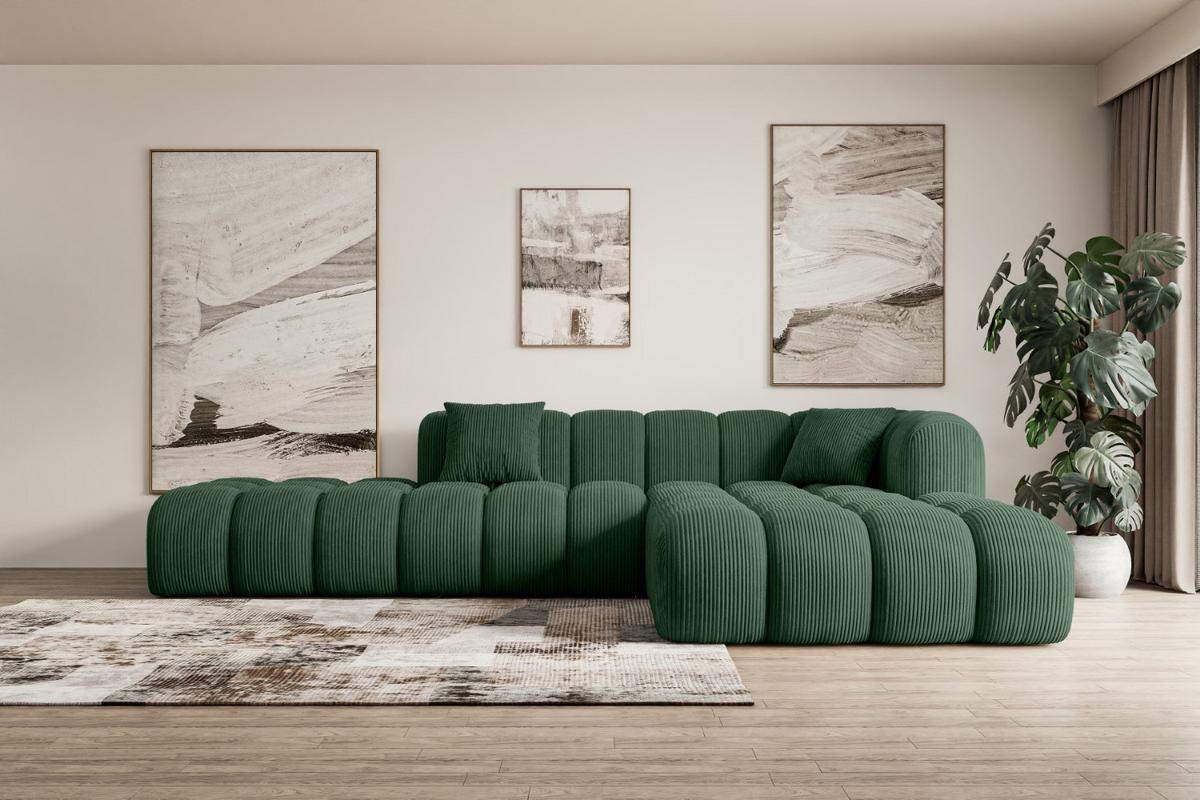 ECKSOFA Ottomane Rechts OLEA-L2 - 289x176x71 cm Grün - Schwarz/Rosa, Holzwerkstoff/Kunststoff (289/176cm) - ALTDECOR