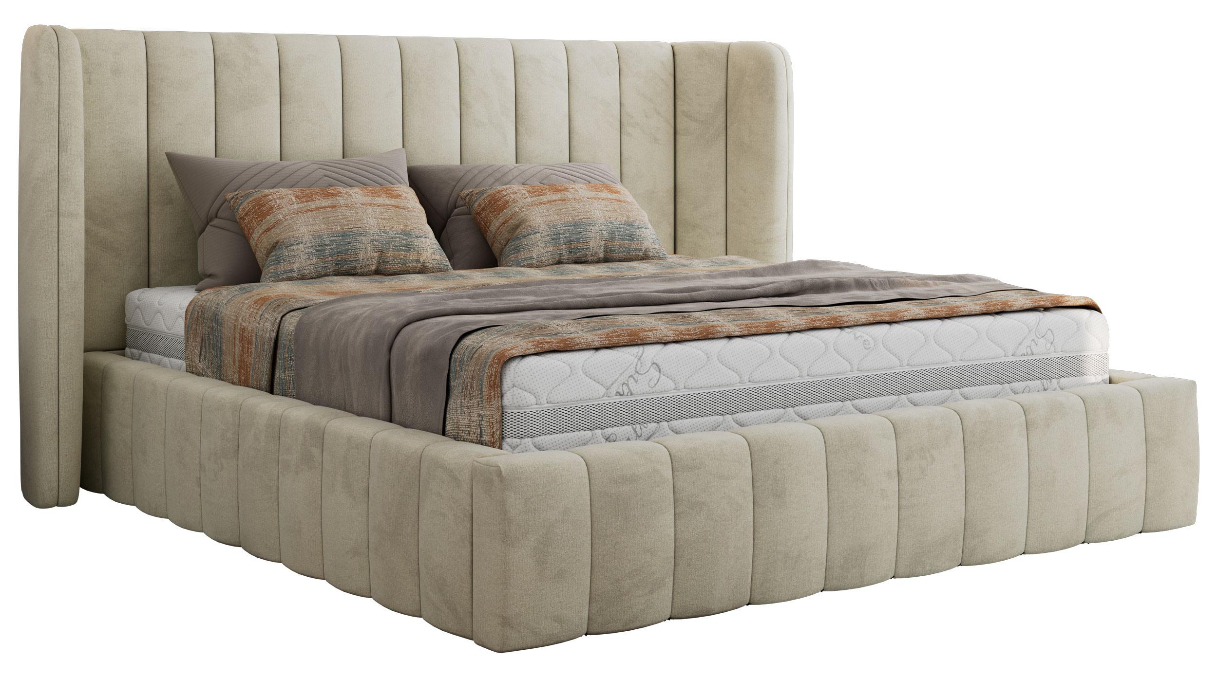 POLSTERBETT GOLETTA CLASSIC 140/200 - Beige Velvet - Schaum-Matratze - Beige, Textil (140/200cm) - MKS