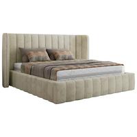 POLSTERBETT GOLETTA CLASSIC 140/200 - Beige Velvet - Multipocket-Matratze - Beige, Textil (140/200cm) - MKS
