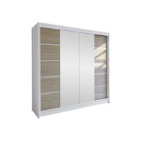 SCHWEBETÜRENSCHRANK Talin V - Beige/Silberfarben, Holzwerkstoff/Metall (180/215/58cm) - MIRJAN24