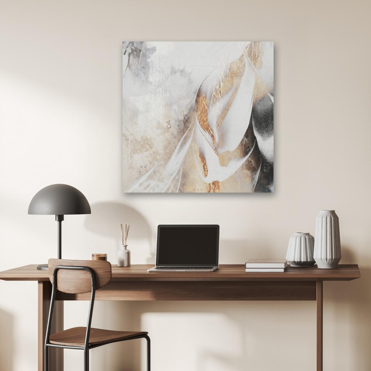 AKUSTIKBILD Luxus - Abstrakt - Gold - Weiß Akustikpaneele 80x80 cm - Goldfarben, Kunststoff (80/80/0.9cm) - MuchoWow