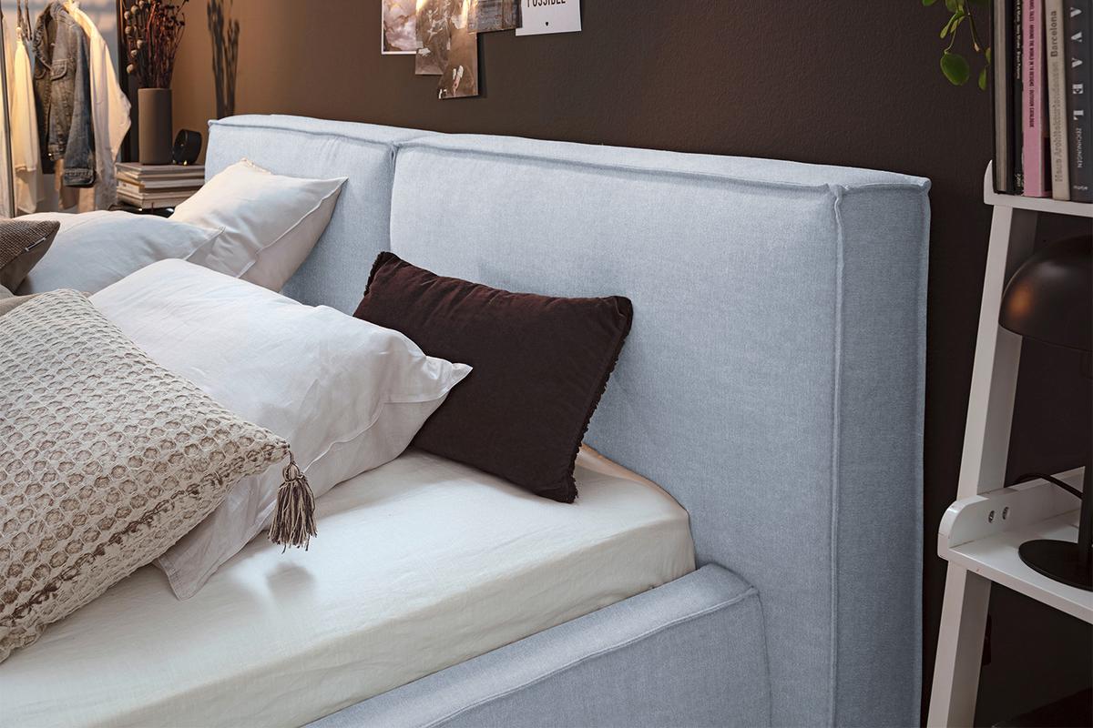 POLSTERBETT CARLO Hellblau Flachgewebe - Hellblau, Textil (200/200cm) - KAWOLA