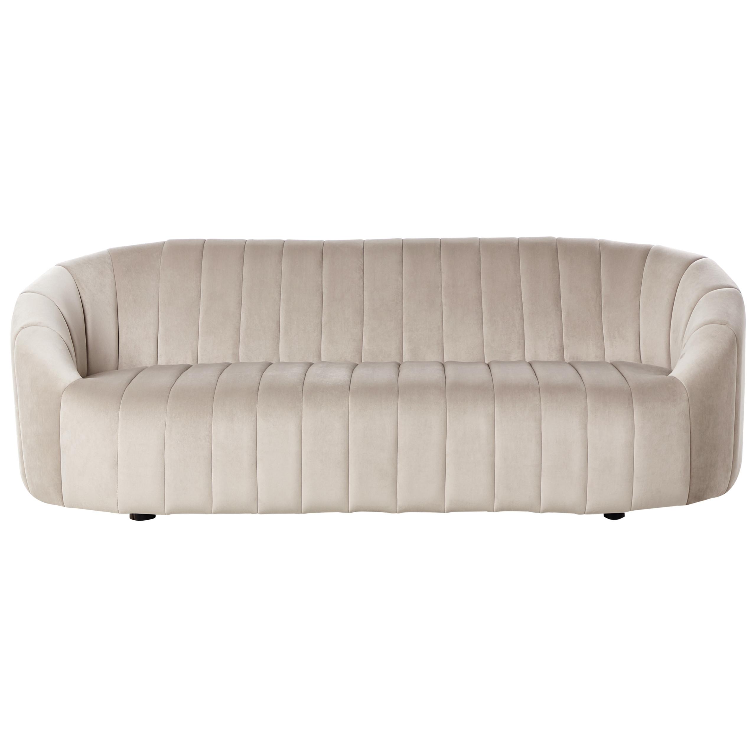 3-SITZER-SOFA Samtstoff Beige Malung - Beige, Textil (202/68/70cm) - Beliani