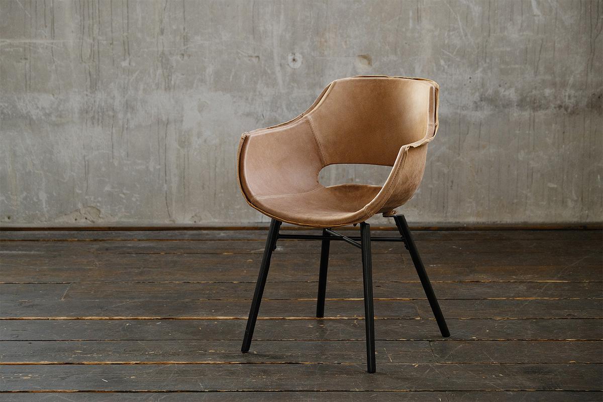 STUHL ZAJA Braun Leder (1er-Set) - Braun, Leder (57/82/59cm) - KAWOLA