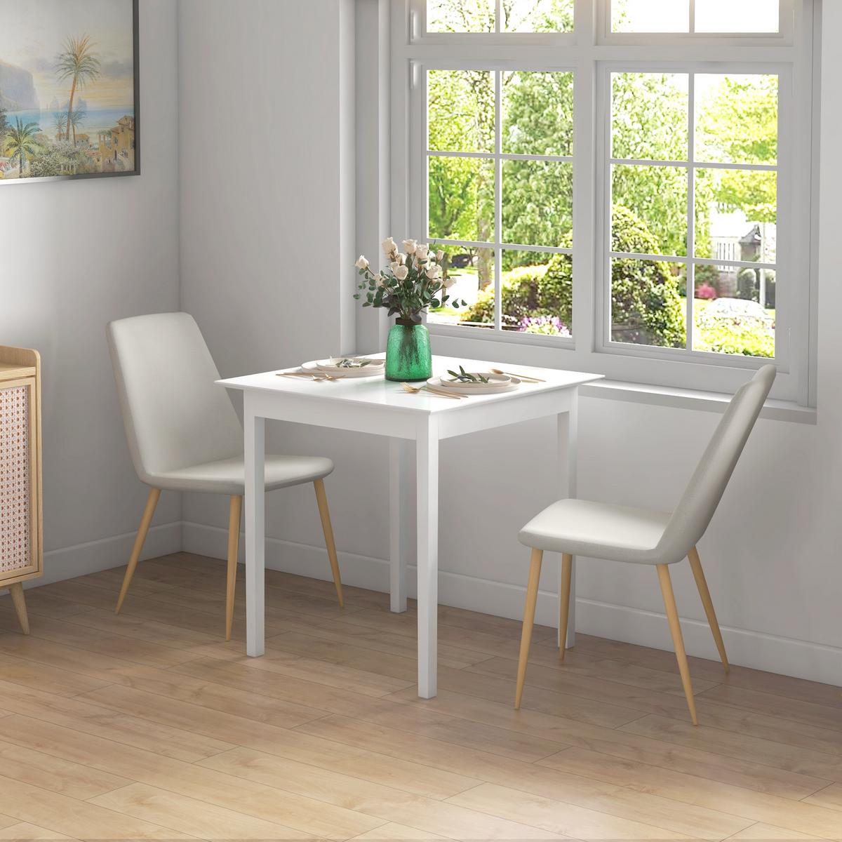 ESSTISCH Küchentisch Quadratischer Esszimmertisch für 2 Personen Holz Weiß - Weiß, Holz (75/75/76cm) - HOMCOM