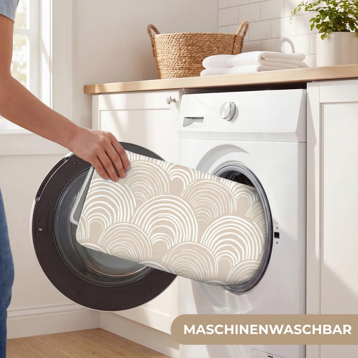 BADEMATTE Wellen - Textur - Beige 90x60 cm - Kaschmir, Textil (90/60cm) - OnlyWow