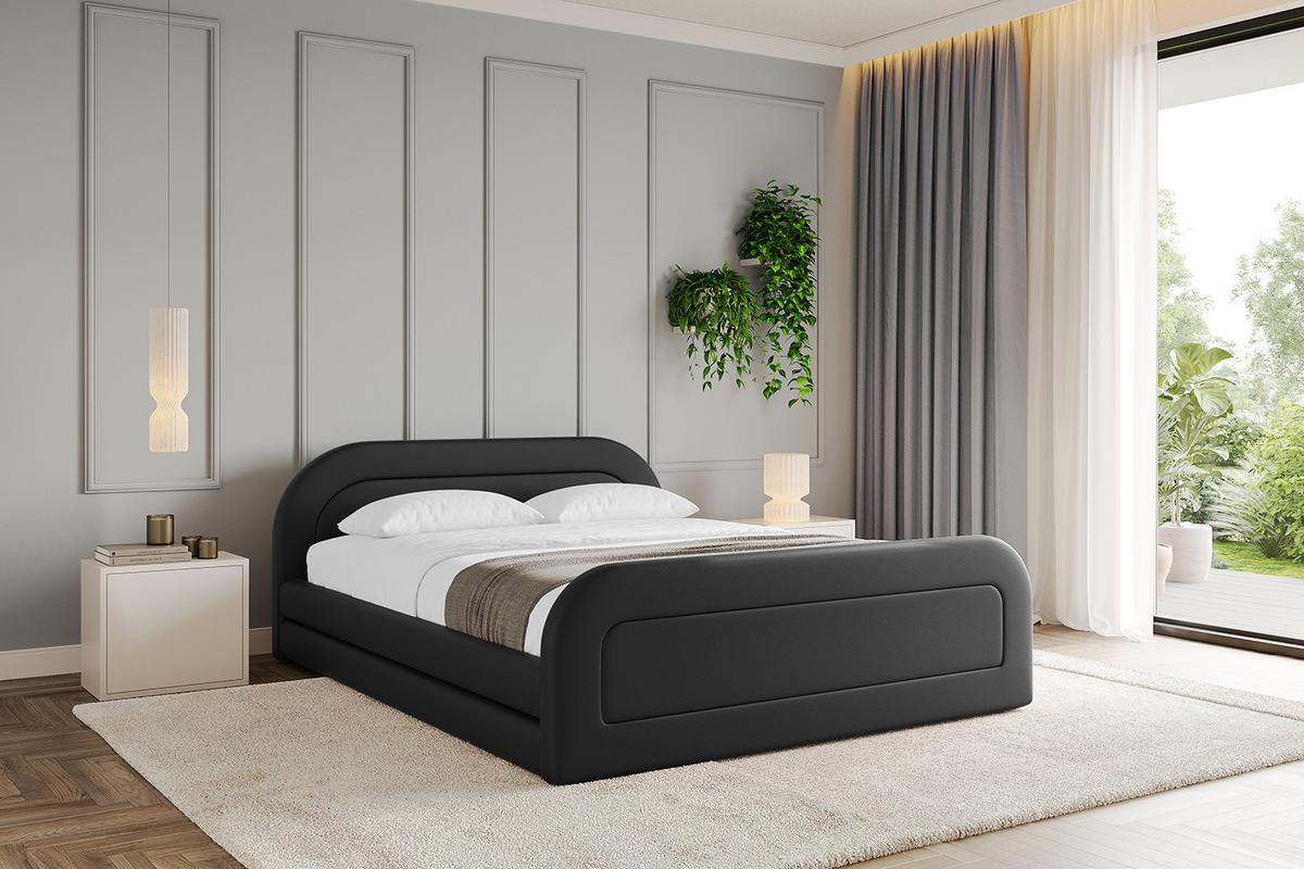 POLSTERBETT mit Bettkasten, Fußteil und Lattenrost, Boxbett ohne Matratze - LERIS-v1-Z 180x200 Schwarz Kunstleder - Schwarz Hochglanz, Holzwerkstoff/Textil (180/200cm) - ALTDECOR